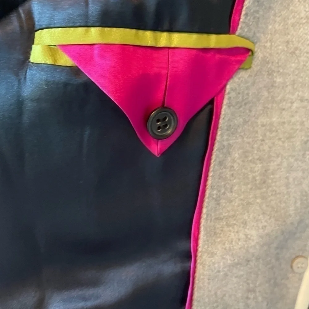 J. Crew Gray Fully-lined wool blazer Size 0 Cream trim Nautical buttons - Picture 10 of 11